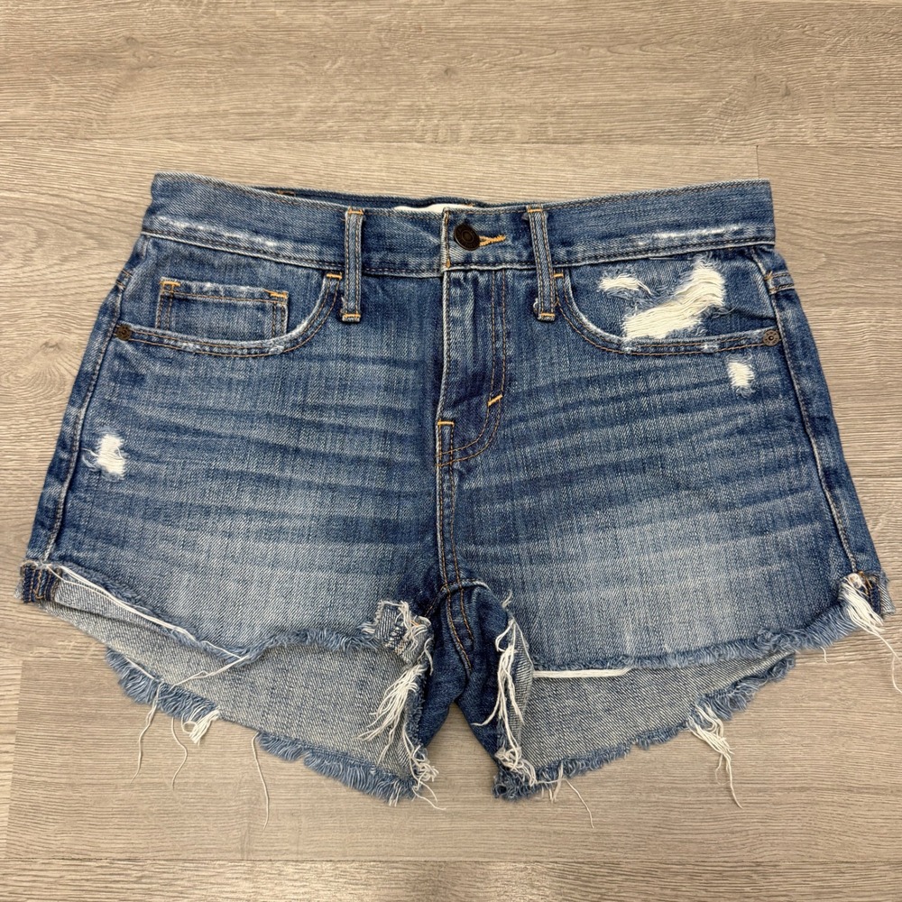 Abercrombie & Fitch Denim Shorts Womens 2 W26 Distressed Cutoff Y2K Blue Jean